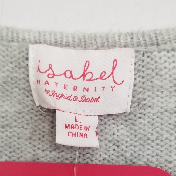 NWT Isabel Maternity Gray Faux Wrap Sweater Dress Size Large - Picture 8 of 9